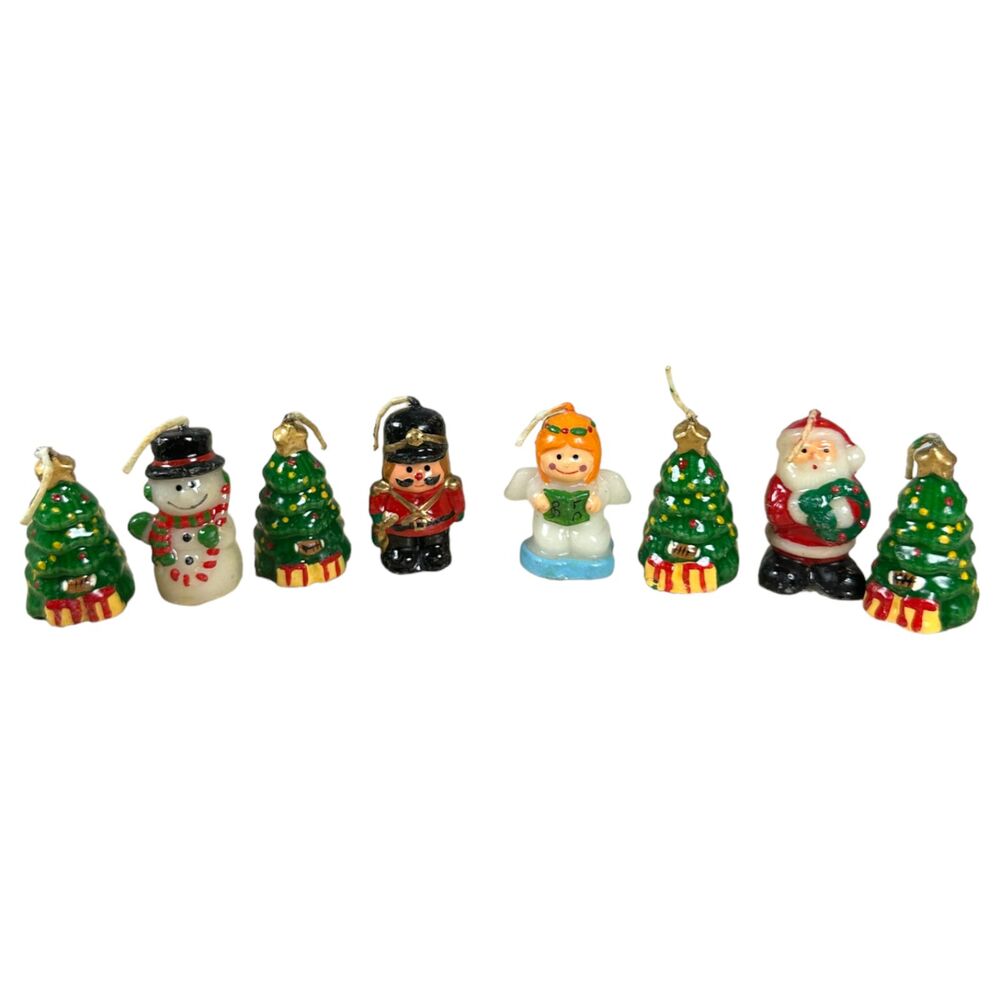 Vintage Mini Candle Figurines Holiday Christmas Angel Santa Nutcracker Lot of 8